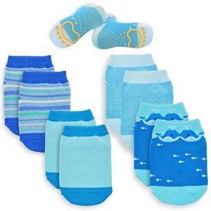 4 Pairs Anti Slip Silicon Grip Socks for 12-24 months years blue set